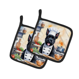 Scottish Terrier The Chef Pair of Pot Holders