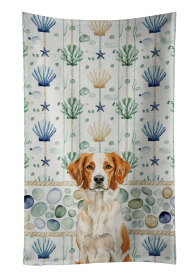 Orange and White Brittany Coastal Sea Glass Kitchen Towel