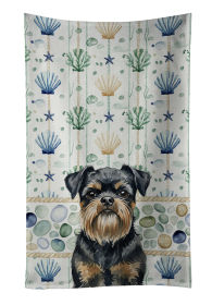 Black and Tan Brussels Griffon Coastal Sea Glass Kitchen Towel