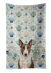 Brindle and White Bull Terrier Coastal Sea Glass Kitchen Towel