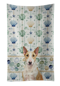 Fawn and White Bull Terrier Coastal Sea Glass Kitchen Towel