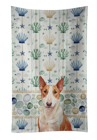 Red and White Bull Terrier Coastal Sea Glass Kitchen Towel
