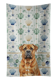 Red Bullmastiff Coastal Sea Glass Kitchen Towel