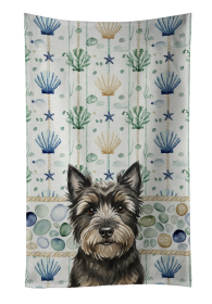Black Cairn Terrier Coastal Sea Glass Kitchen Towel