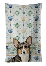Brindle Cardigan Welsh Corgi Coastal Sea Glass Kitchen Towel