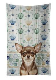 Chocolate Chihuahua Coastal Sea Glass Kitchen Towel