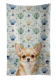 Fawn Chihuahua Coastal Sea Glass Kitchen Towel