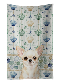 Cream Chihuahua Coastal Sea Glass Kitchen Towel