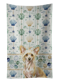 Hairless Palomino Chinese Crested Coastal Sea Glass Kitchen Towel