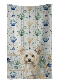 Powderpuff Chinese Crested Coastal Sea Glass Kitchen Towel