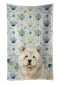 Cream Chow Chow Coastal Sea Glass Kitchen Towel