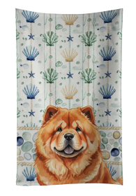 Red Chow Chow Coastal Sea Glass Kitchen Towel