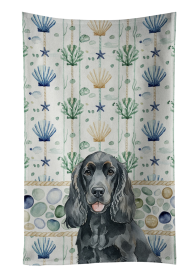 Black Cocker Spaniel Coastal Sea Glass Kitchen Towel