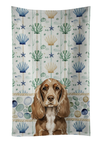 Chocolate Cocker Spaniel Coastal Sea Glass Kitchen Towel