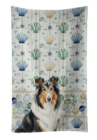 Tricolor Collie Coastal Sea Glass Kitchen Towel