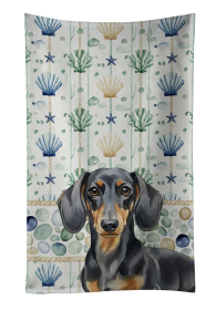 Black and Tan Dachshund Coastal Sea Glass Kitchen Towel