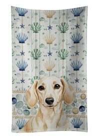 Cream Dachshund Coastal Sea Glass Kitchen Towel