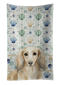 Longhaired Cream Dachshund Coastal Sea Glass Kitchen Towel