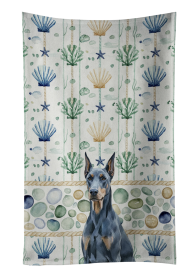 Blue Doberman Pinscher Coastal Sea Glass Kitchen Towel