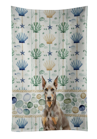 Fawn Doberman Pinscher Coastal Sea Glass Kitchen Towel