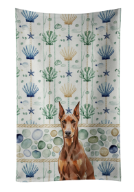 Red Doberman Pinscher Coastal Sea Glass Kitchen Towel