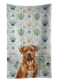 Mahogany Dogue de Bordeaux Coastal Sea Glass Kitchen Towel