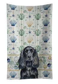 Black English Cocker Spaniel Coastal Sea Glass Kitchen Towel