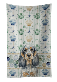 Blue Roan & Tan English Cocker Spaniel Coastal Sea Glass Kitchen Towel