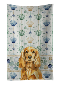 Golden English Cocker Spaniel Coastal Sea Glass Kitchen Towel