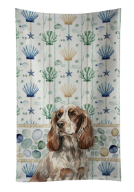 Liver Roan English Cocker Spaniel Coastal Sea Glass Kitchen Towel