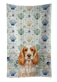 Orange Roan English Cocker Spaniel Coastal Sea Glass Kitchen Towel