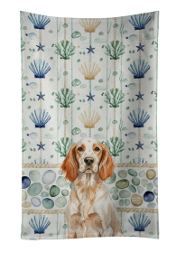 Orange Belton English Setter Coastal Sea Glass Kitchen Towel
