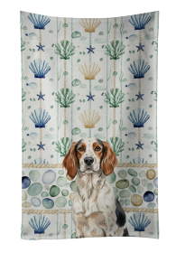 Tricolor English Setter Coastal Sea Glass Kitchen Towel