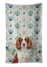 Liver and White English Springer Spaniel Coastal Sea Glass Kitchen Towel