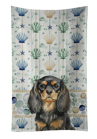 Black and Tan English Toy Spaniel Coastal Sea Glass Kitchen Towel
