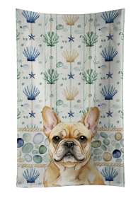 Fawn French Bulldog Coastal Sea Glass Kitchen Towel