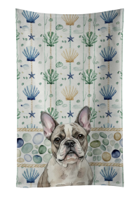 Pied French Bulldog Coastal Sea Glass Kitchen Towel