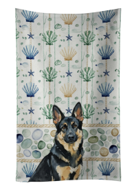 Black and Tan German Shepherd Coastal Sea Glass Kitchen Towel