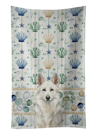 White German Shepherd Coastal Sea Glass Kitchen Towel