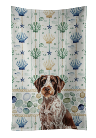 Roan German Wirehaired Pointer Coastal Sea Glass Kitchen Towel