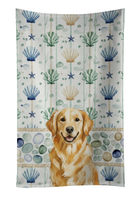 Golden Retriever Coastal Sea Glass Kitchen Towel