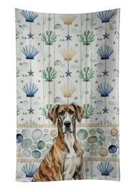 Brindle Great Dane Coastal Sea Glass Kitchen Towel