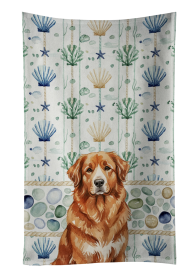 Reddish Brown Great Pyrenees Coastal Sea Glass Kitchen Towel