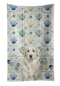 White Great Pyrenees Coastal Sea Glass Kitchen Towel