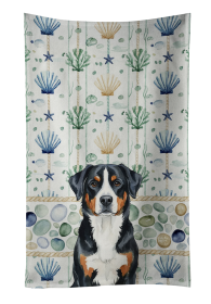 Greater Swiss Mountain Dog Coastal Sea Glass Kitchen Towel