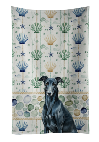 Black Greyhound Coastal Sea Glass Kitchen Towel