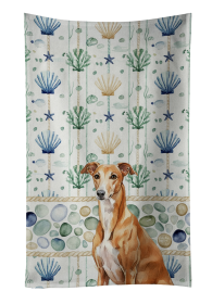 Red Greyhound Coastal Sea Glass Kitchen Towel