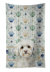 White Havanese Coastal Sea Glass Kitchen Towel