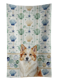 Tan Icelandic Sheepdog Coastal Sea Glass Kitchen Towel