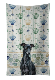 Black Italian Greyhound Coastal Sea Glass Kitchen Towel